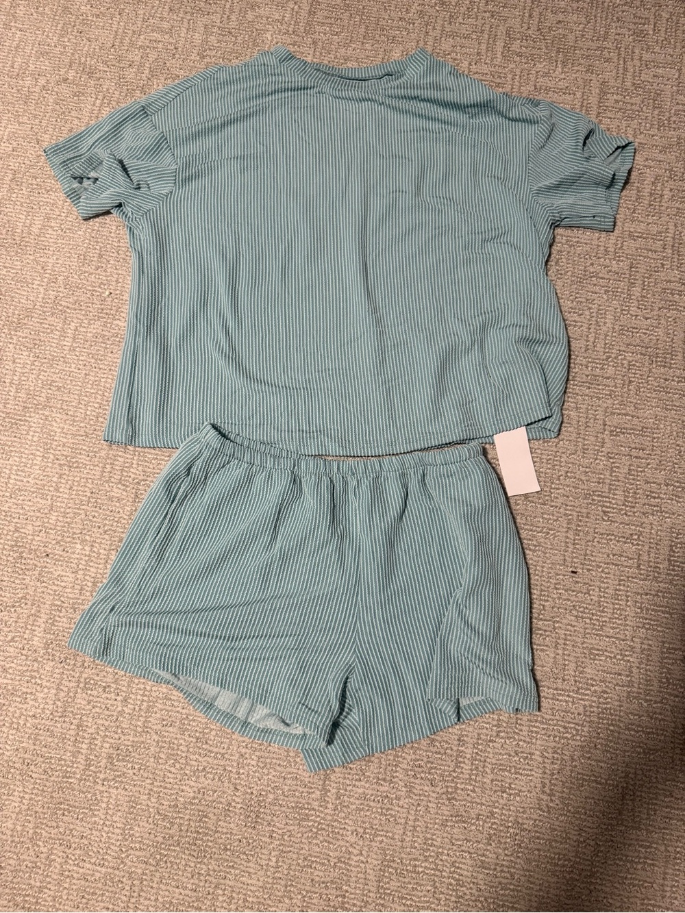 ViVI Light Teal Ribbed Two-Piece Pajama Set